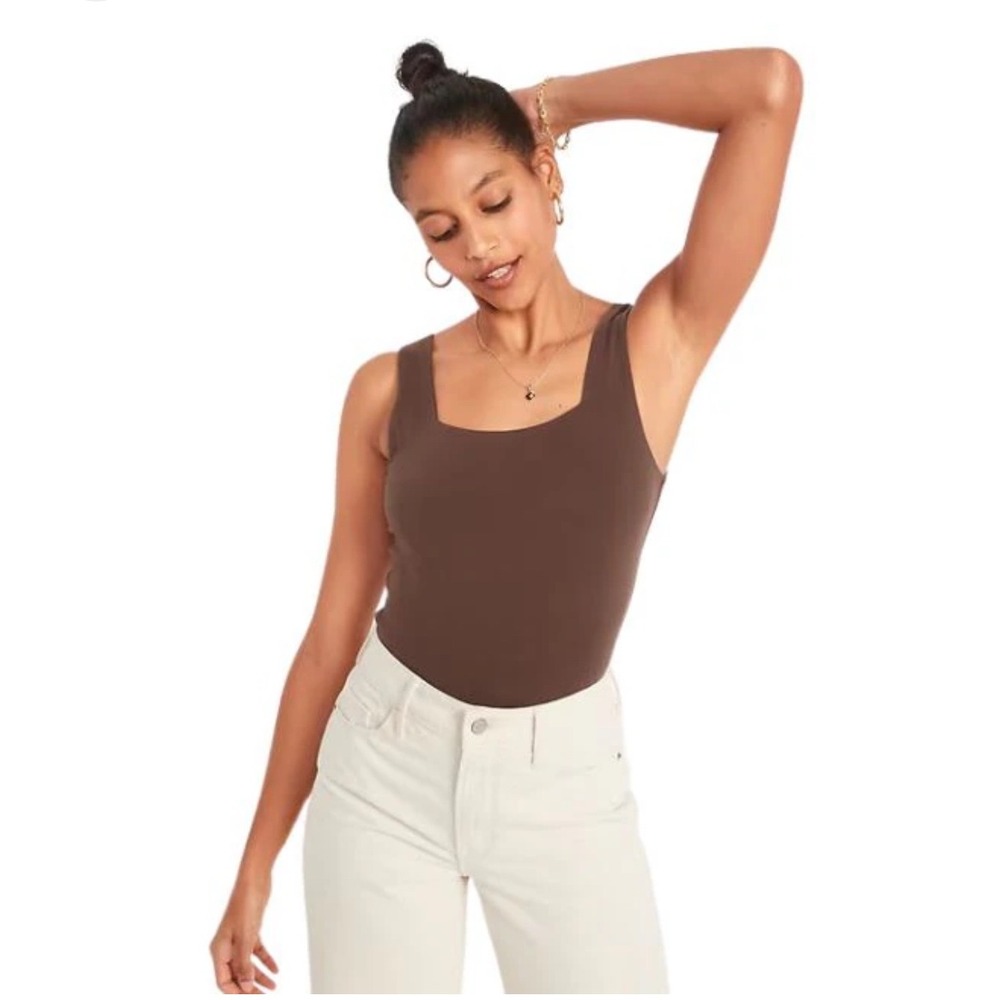 Old Navy Brown Square Neck Sleeveless‎ Tank Bodysuit Women's Size M